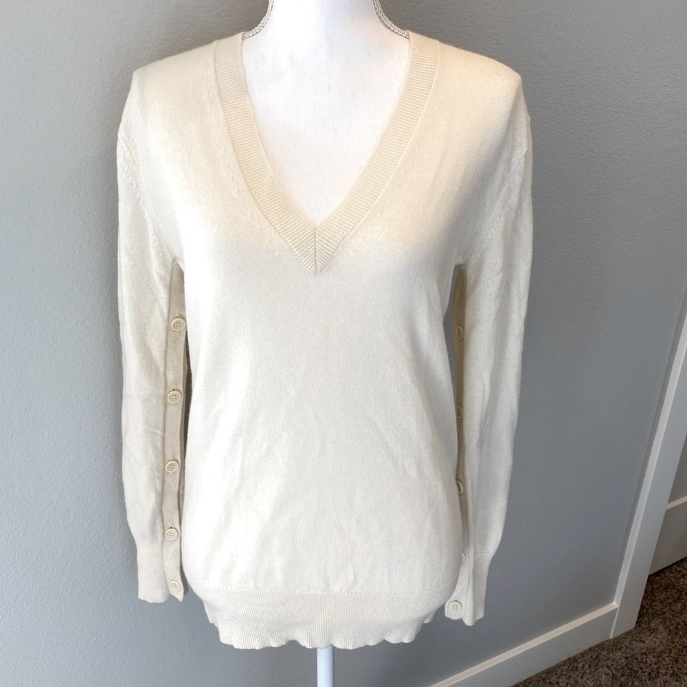 Cream V-neck Theory Sweater